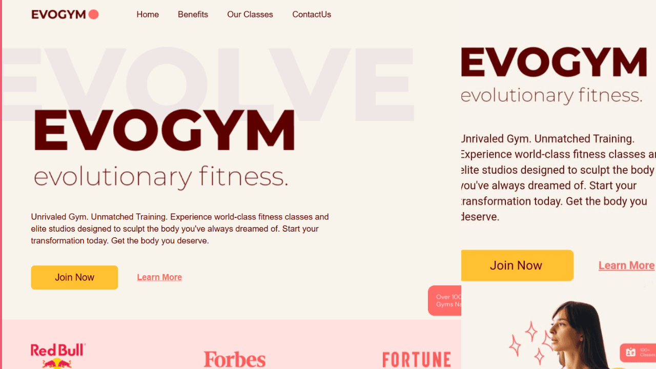 Typescript(EVOGYM Website) screenshot